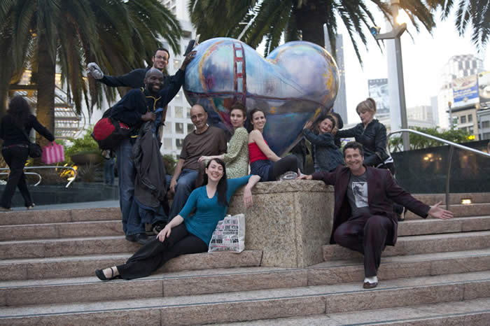 Some of my Lindy Hop dance friends and I by the Heart (after Swing in the Square)