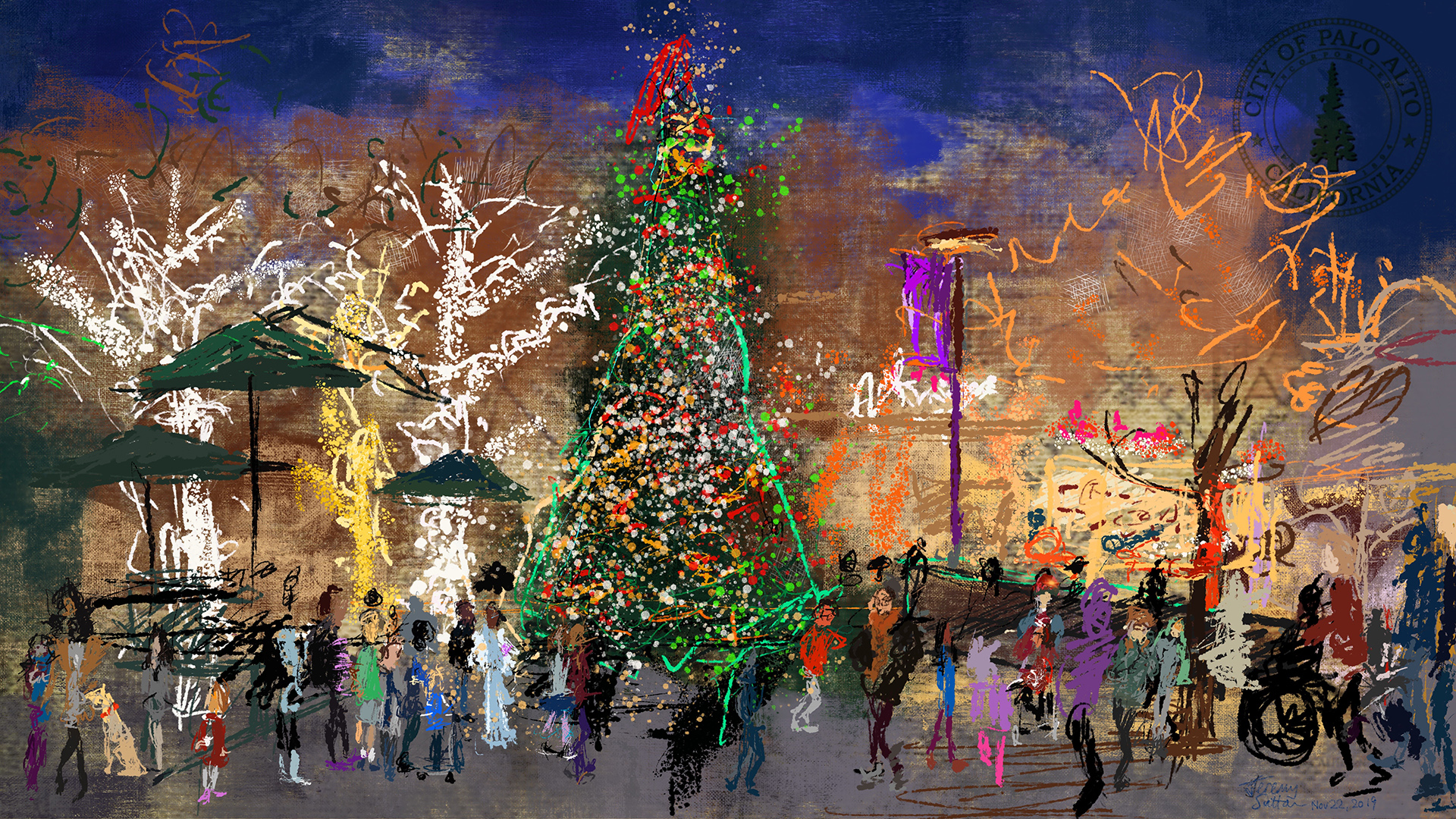 Jeremy Sutton Studios 20191122PaloAltoHolidayTreeLightingArtby